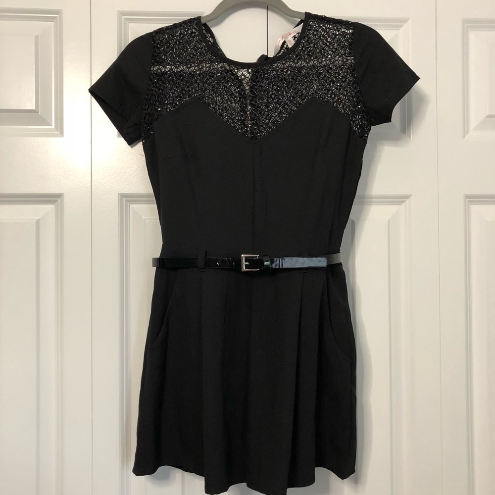BLACK BELTED ROMPER